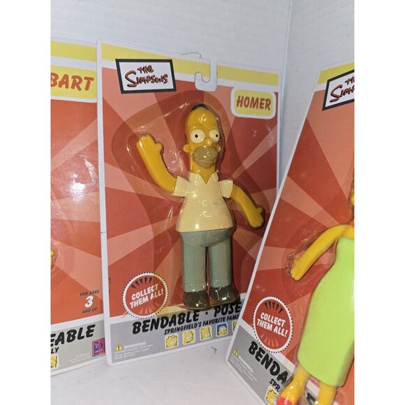 NJ CROCE Simpsons Bart And Family Bendable POSEABLE Toy Figure - New ON CARD - Picture 6 of 8